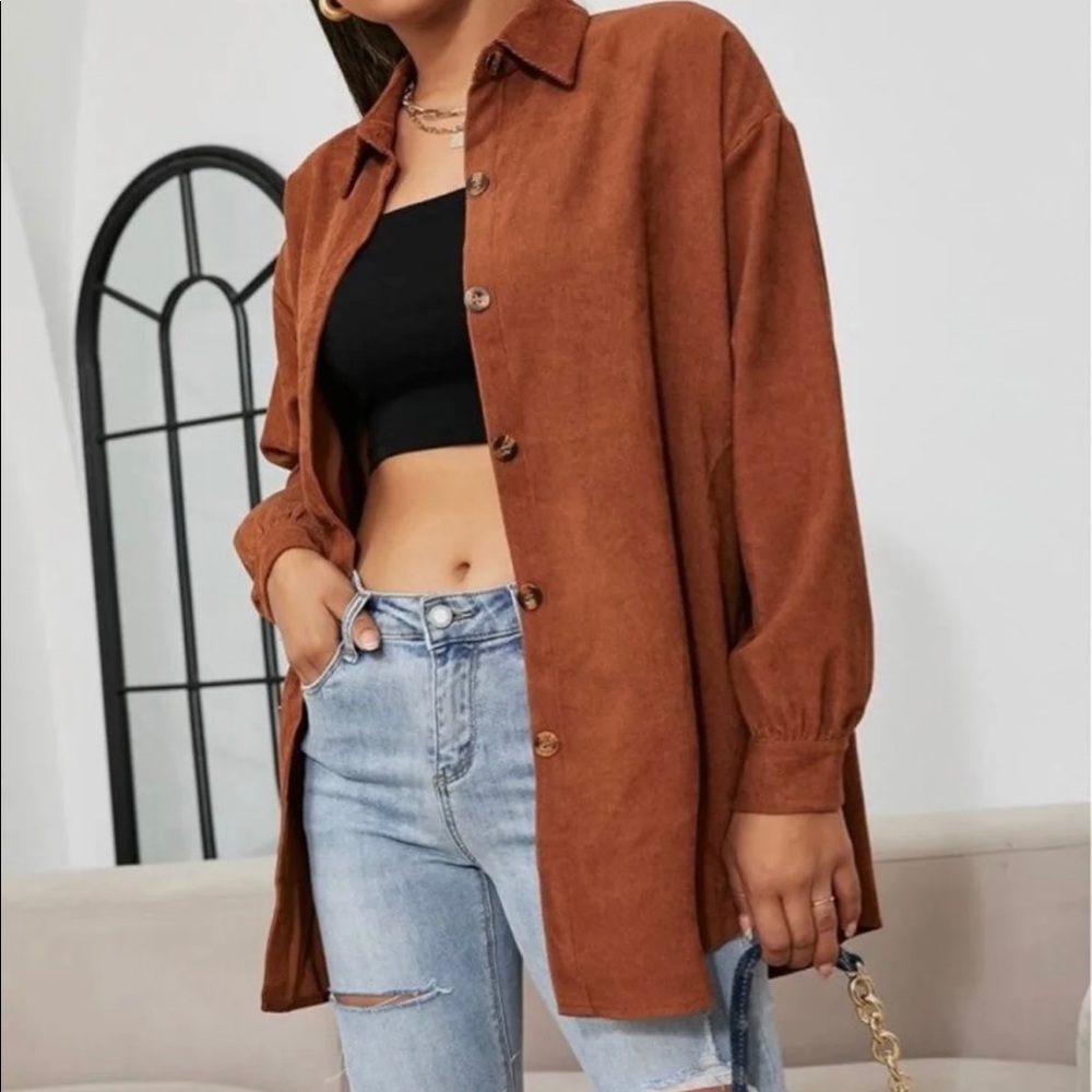 Drop Shoulder Pocket Corduroy Coat - Picture 3 of 7